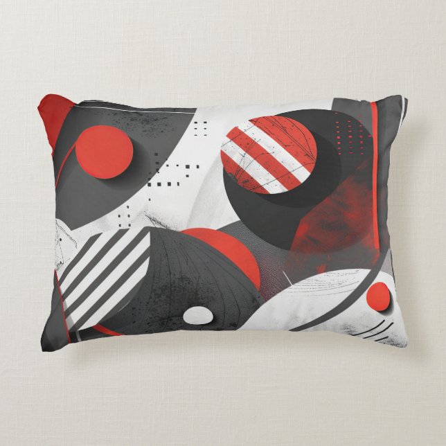 abstrakte rote und schwarze geometrische Kreise Dekokissen (Vorderseite)