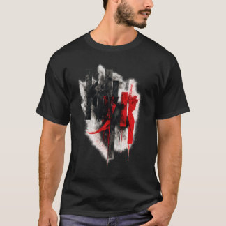 Abstrakte rote und schwarze Grunge-Typografie T-Shirt