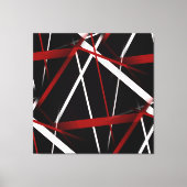Abstrakte rote und weiße Linien im schwarzen Hinte Leinwanddruck (Vorderseite)