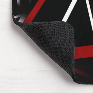 Abstrakte rote und weiße Linien im schwarzen Hinte Mousepad
