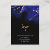 Abstrakte Royal Blue und Gold Alcohol Ohrringe Visitenkarte (Rückseite)