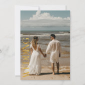 Abstrakte Royal Navy Blue Gold Foto Arch Wedding Einladung (Rückseite)