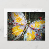 Abstrakte Ruby Jeweled Yellow Butterfly Malerei Postkarte (Vorne/Hinten)