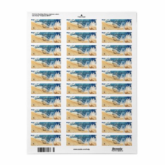 Abstrakte Rücksendeadressen-Aufkleber am Strand - (Vorne)