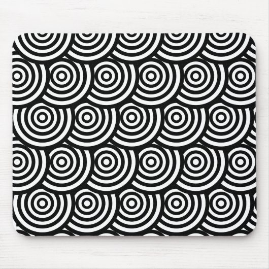 Abstrakte Runde aus Schwarz und Weiß Mousepad (Vorne)
