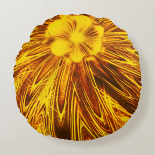Abstrakte Runde Kissen Gelbe Blume