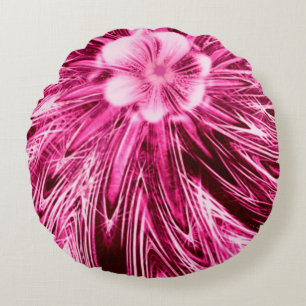 Abstrakte Rundkissenlinien Lila Blume Rundes Kissen