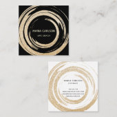 Abstrakte Rundungen aus Goldfolie Pinselstriche Quadratische Visitenkarte (Vorne/Hinten)