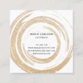 Abstrakte Rundungen aus Goldfolie Pinselstriche Quadratische Visitenkarte (Rückseite)