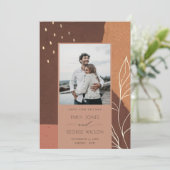 Abstrakte Rust Fauna Leafy Foto Save the Date Kart Dankeskarte (Stehend Vorderseite)