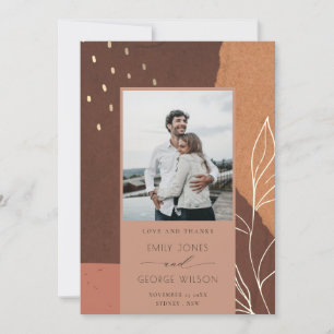 Abstrakte Rust Fauna Leafy Foto Save the Date Kart Dankeskarte