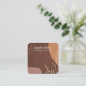 Abstrakte Rust Orange Blätter Orange Earring Displ Quadratische Visitenkarte (Stehend Vorderseite)