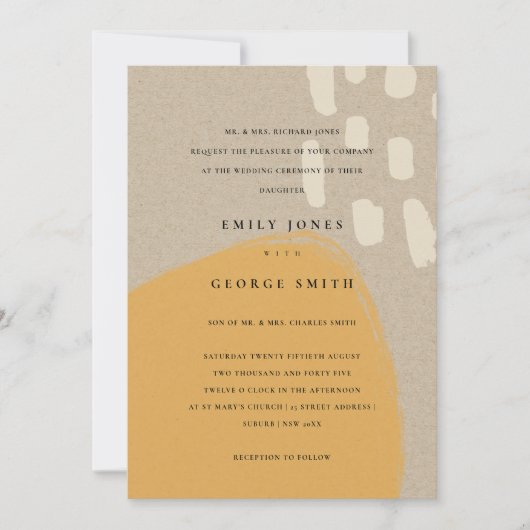 ABSTRAKTE RUST ORANGE KRAFT SCANDI WEDING INVITE DANKESKARTE (Vorderseite)
