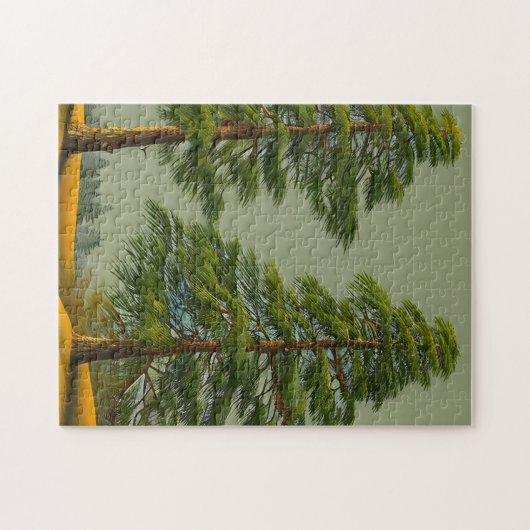 Abstrakte Rustikale Nordkiefer Puzzle (Horizontal)