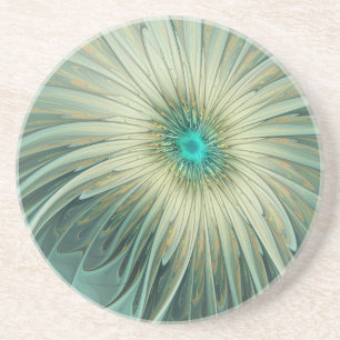 Abstrakte Sage Green Fantasy-Blumen-Fraktal-Kunst Getränkeuntersetzer