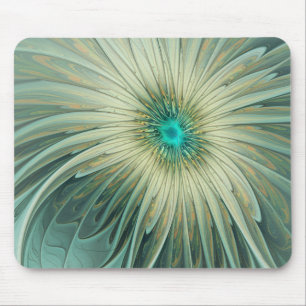 Abstrakte Sage-Grün Fantasy-Blumen-Fraktal-Kunst Mousepad