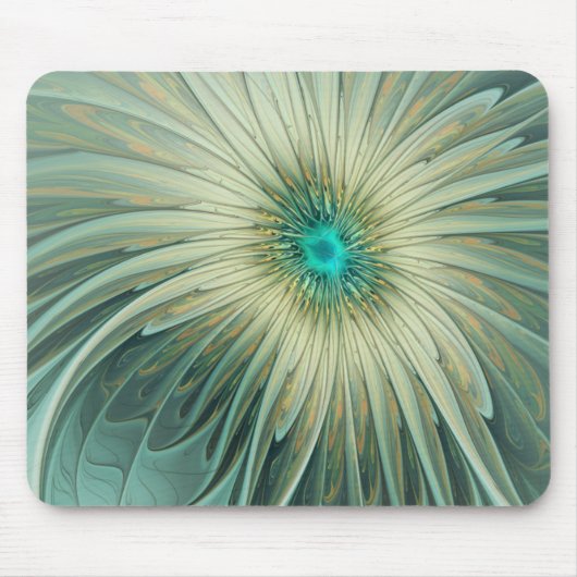 Abstrakte Sage-Grün Fantasy-Blumen-Fraktal-Kunst Mousepad (Vorne)