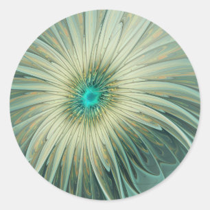 Abstrakte Sage-Grün-Fantasy-Blumen-Fraktal-Kunst Runder Aufkleber