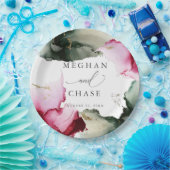 Abstrakte Sage Scarlet Pink Aquarellpapier Teller (Party)