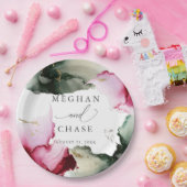 Abstrakte Sage Scarlet Pink Aquarellpapier Teller (Party)