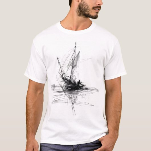 Abstrakte Sailboat Sketch T-Shirt (Vorderseite)