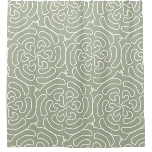 Abstrakte Salbei-Ziermuster Duschvorhang (Vorderseite)