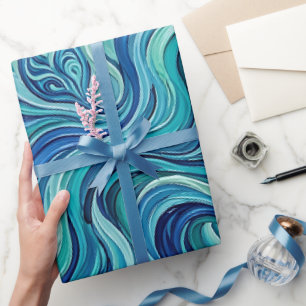 Abstrakte Samenhülse Ozean Blau Geschenkpapier