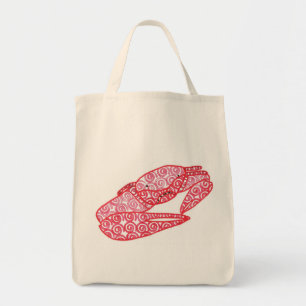 Abstrakte Sandkrabbe mit roten Wirbel, Strandtasch Tragetasche