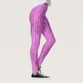 Abstrakte Satinstreifen und -punkte, Amethyst Lila Leggings (Rechts)
