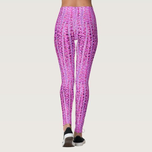 Abstrakte Satinstreifen und -punkte, Amethyst Lila Leggings (Rückseite)