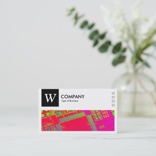 Abstrakte Schaltung - Logo und Panel v2 - Schwarz Visitenkarte (Stehend Vorderseite)