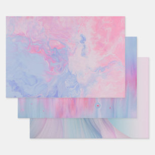 Abstrakte Schichten von blauen und rosa stilisiert Geschenkpapier Set