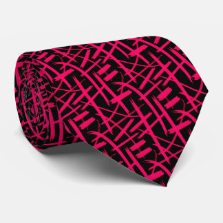 Abstrakte Schlaganfälle 020524 - Neon Red and Blac Krawatte
