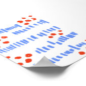 Abstrakte Schlaganfälle in Rot und Blau Poster (Ecke)