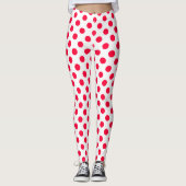 Abstrakte, schlichte rote Polka-Punkte Leggings (Vorderseite)