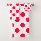 Abstrakte, schlichte, rote Polka-Punkte, um die he Badhandtuch Set (Insitu)