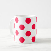 Abstrakte, schlichte, rote Polka-Punkte, um die he Kaffeetasse (Vorderseite Links)