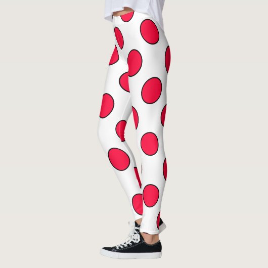Abstrakte, schlichte, rote Polka-Punkte, um die he Leggings (Links)