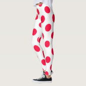 Abstrakte, schlichte, rote Polka-Punkte, um die he Leggings (Links)