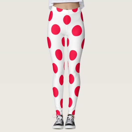 Abstrakte, schlichte, rote Polka-Punkte, um die he Leggings (Vorderseite)