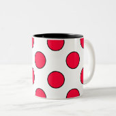 Abstrakte, schlichte, rote Polka-Punkte, um die he Zweifarbige Tasse (VorderseiteRechts)