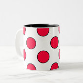 Abstrakte, schlichte, rote Polka-Punkte, um die he Zweifarbige Tasse (Vorderseite Links)