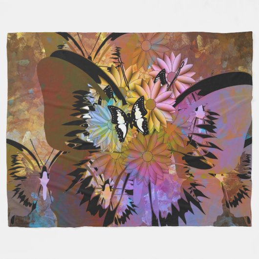 Abstrakte Schmetterlinge Fleecedecke (Vorderseite (Horizontal))