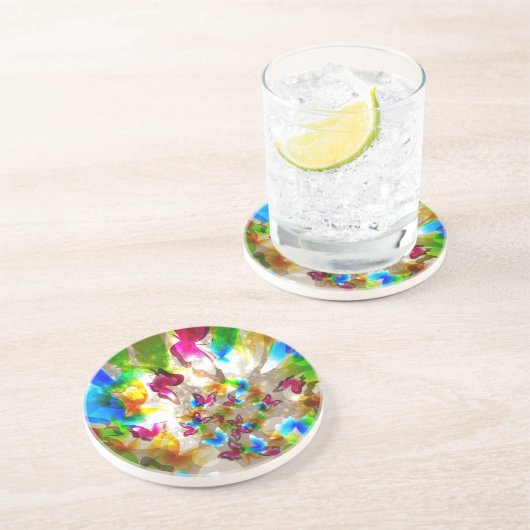 Abstrakte Schmetterlinge Sandstein Untersetzer (Seite)