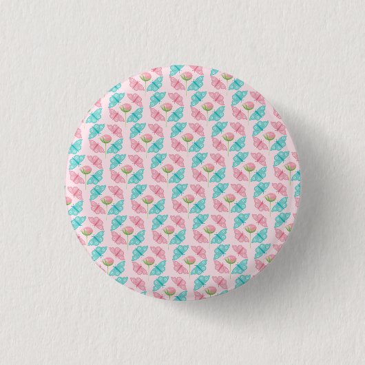 Abstrakte Schmetterlingskunst Button (Vorderseite)