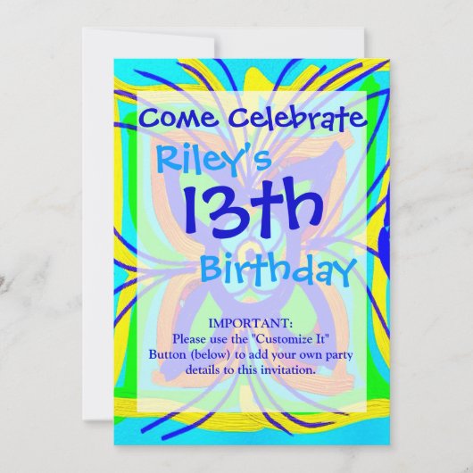 Abstrakte Schmetterlingsmühle Blume Kinder Doodle  Einladung (Vorderseite)