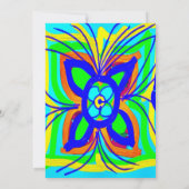 Abstrakte Schmetterlingsmühle Blume Kinder Doodle  Einladung (Rückseite)