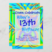 Abstrakte Schmetterlingsmühle Blume Kinder Doodle  Einladung (Vorne/Hinten)