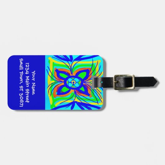 Abstrakte Schmetterlingsmühle Blume Kinder Doodle  Gepäckanhänger (Vorderseite horizontal)