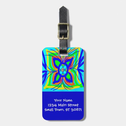 Abstrakte Schmetterlingsmühle Blume Kinder Doodle  Gepäckanhänger (Vorderseite vertikal)